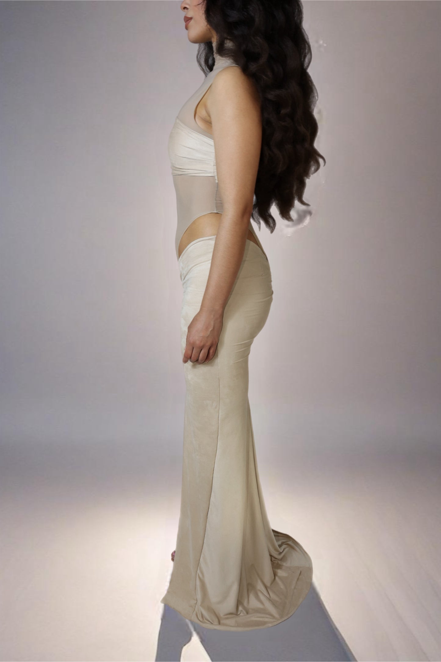 Cream Mesh Gown