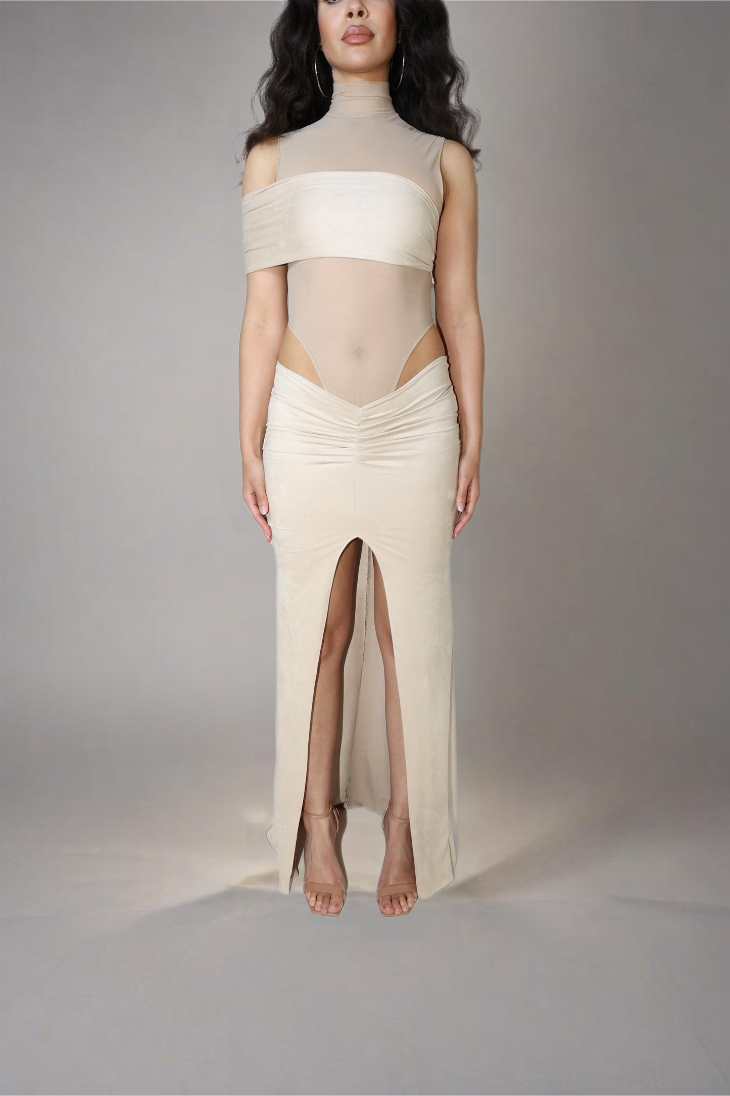 Cream Mesh Gown